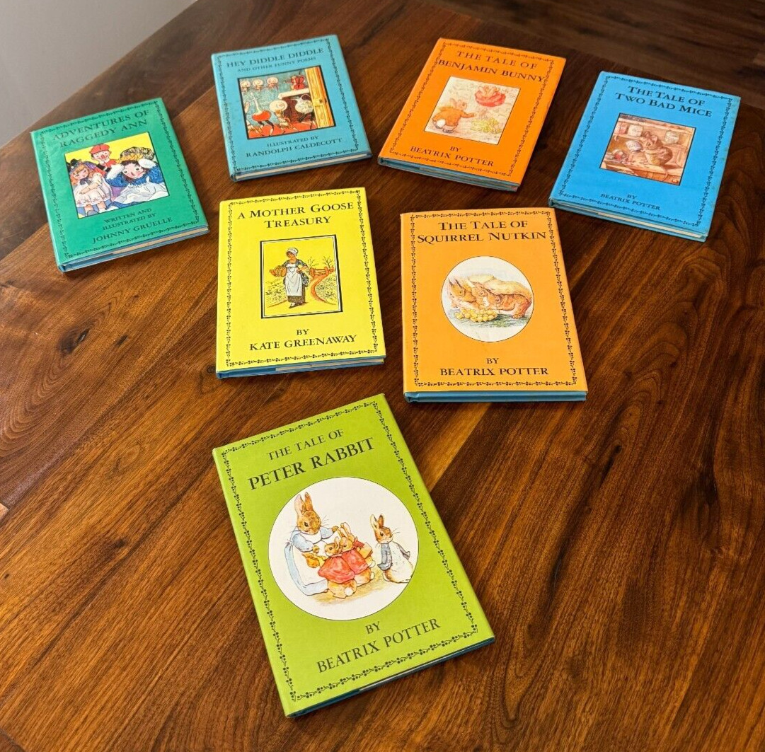 7 Vtg Children's Hardcover Books Beatrix Potter/K. Greenaway/Gruelle/Caldecott