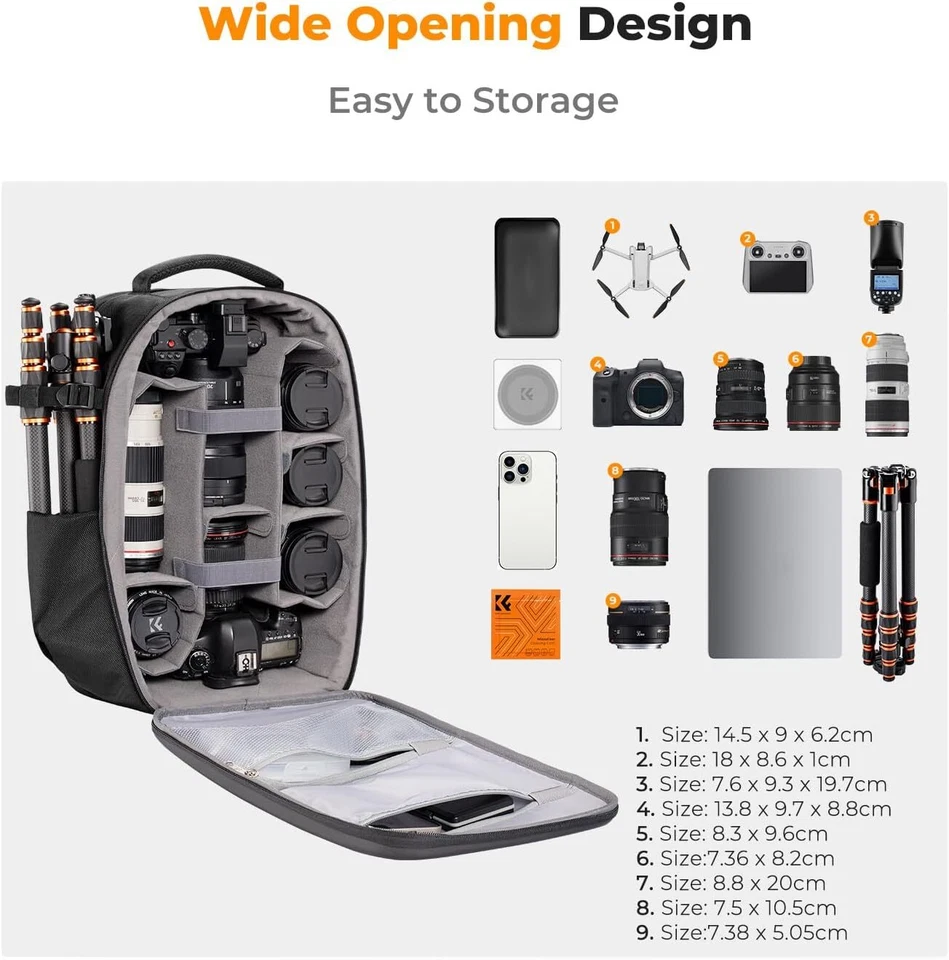 K&F Concept 22L Hardshell Camera Backpack Bag Photography DSLR Waterproof Case - Image 2 of 4