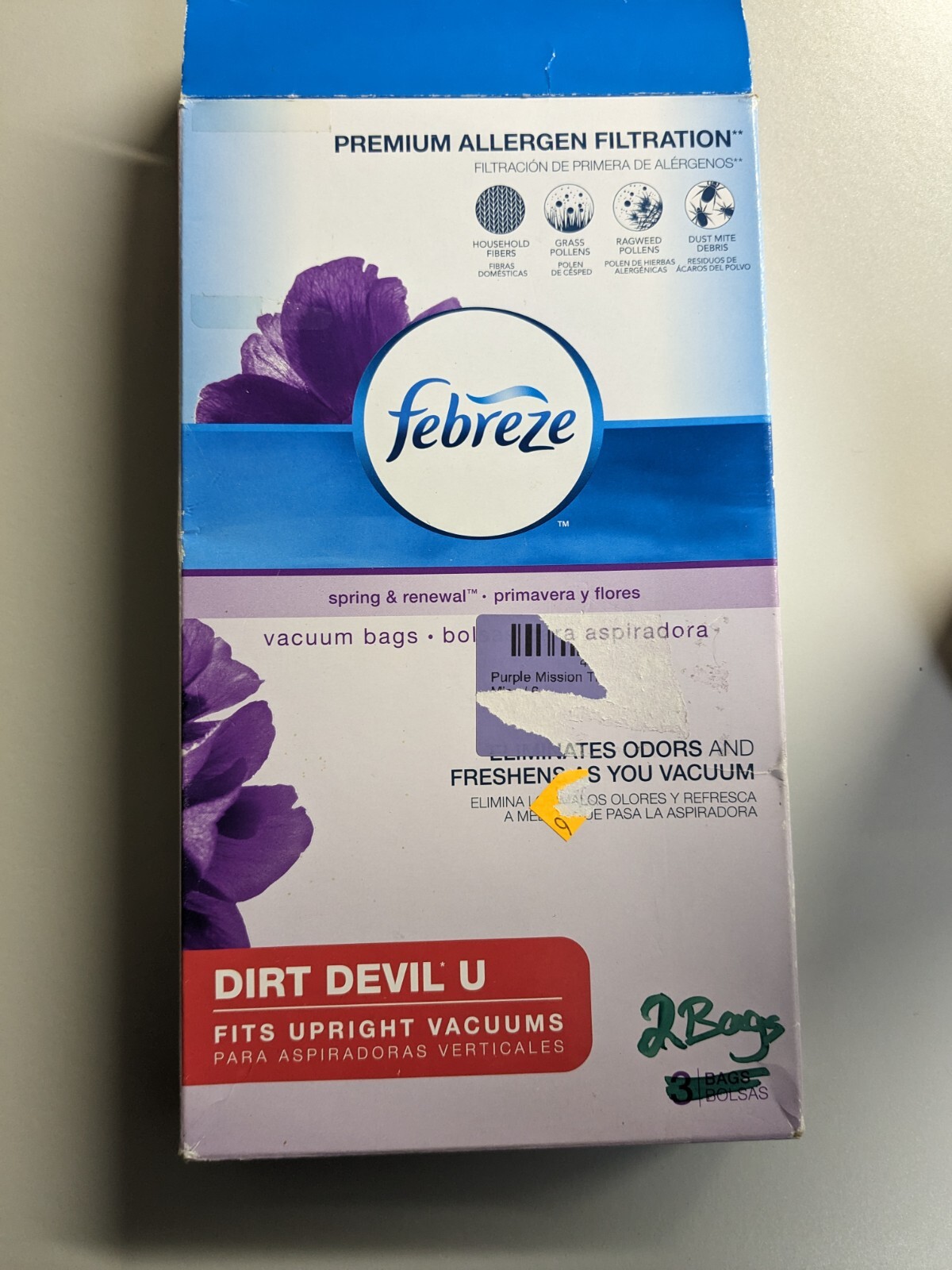 Dirt Devil U Vacuum Bag Febreze **2 BAGS** eBay