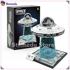 UFO Spaceship Building Blocks Set with LED Lights, Cool Sci-Fi Model Kit for Kid