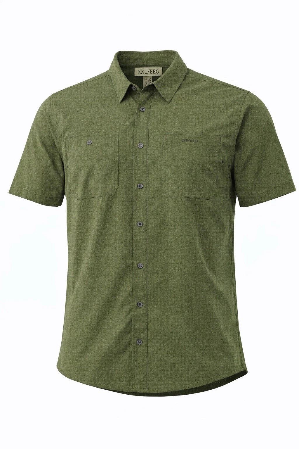 Orvis Mens XXL Performance Shirt Olive Green Vented Lightweight Outdoor Hiking