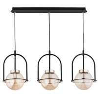Pendelleuchte 3-Flammig Glas Schwarz Bernstein E14 L:72 Cm HäNgelampe KüChe