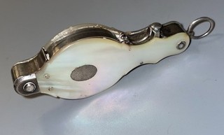 Antique Georgian Mother Of Pearl And Silver White Metal Folding Lorgnettes