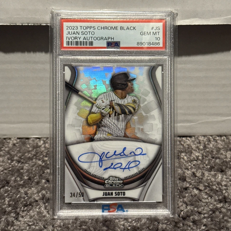 2023 Topps Chrome Black Ivory #WCA-JS Juan Soto PSA 10 GEM MINT Auto 34/50 Padre - Image 3 of 4