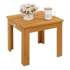 Small Wood Side Table for Garden Patio, 18cm Square Coffee Table, Indoor/Outdoor