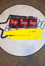 Supreme X Hanes Crew Socks - Black,4 Pack, Size 6-12