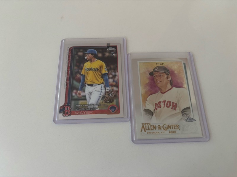 Topps Chrome Rookie Debut Marcelo Mayer + Allen & Ginter Chrome Carlton Fisk