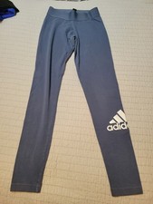 Adidas Womens XS Blue Gray Must Have Logo Leggings EUC