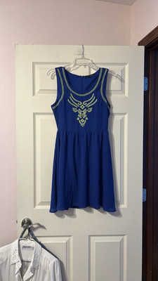 Boutique Royal Blue Embroidered Tribal Aztec Spring Dress Small | eBay Boutique Royal Blue Embroidered Tribal Aztec Spring Dress Small | eBay