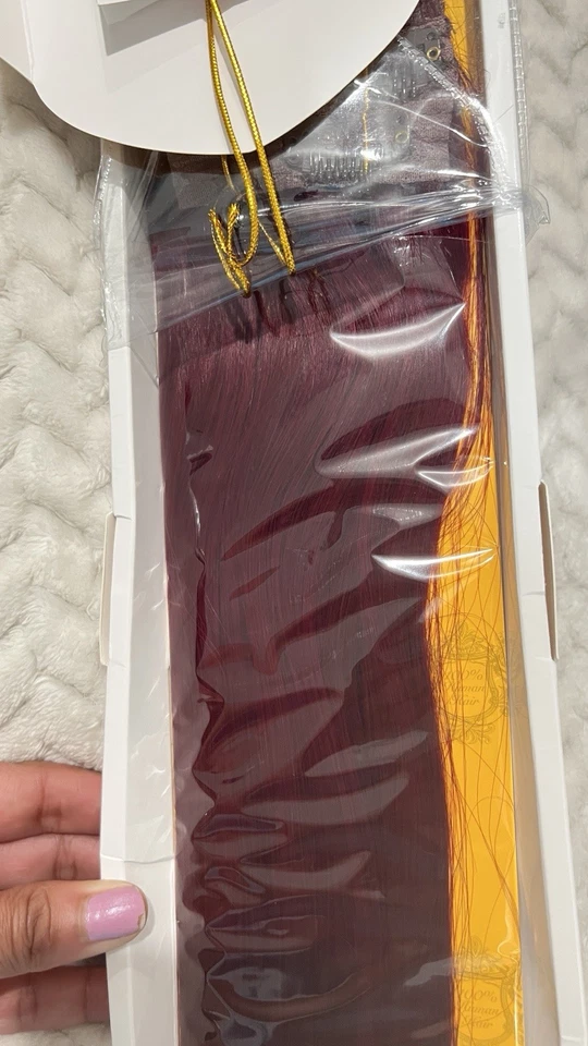 Human Hair Extensions 100% Remy Human Hair 8PCS - 18” 20” Straight red Burgundy - Image 3 of 4