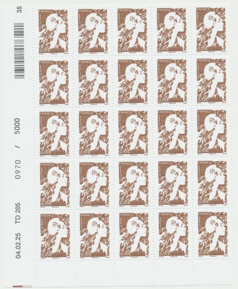 COIN DATE MARIANNE DE BALEZ 0,10e BRUN GOMME NEUF** 25timbres - Photo 1/1
