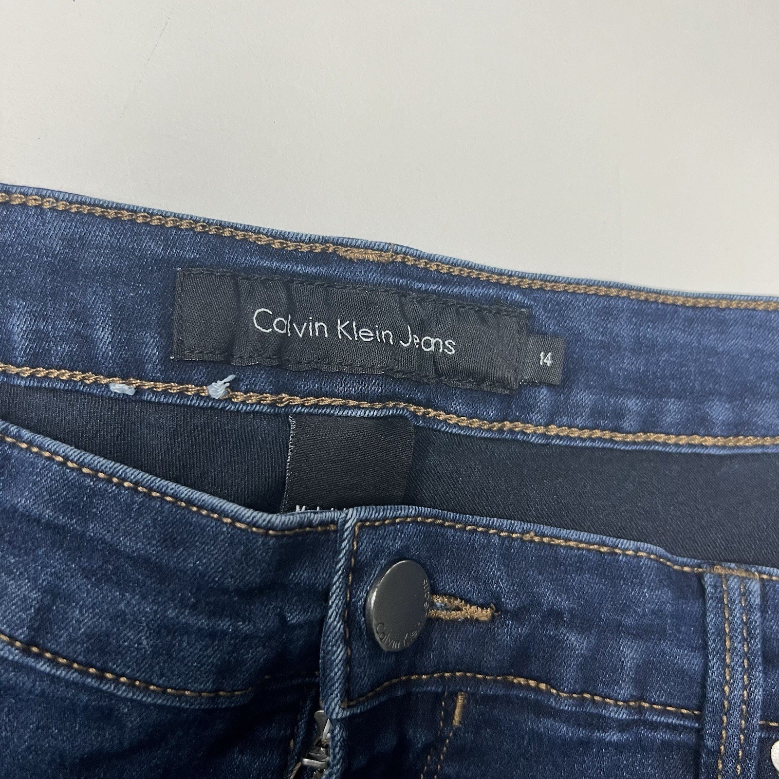 CALVIN KLEIN Jeans Women’s 14 Blue Denim Straight Leg Dark Wash Pants 14x32 thumbnail 6