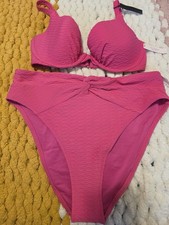 Victoria's Secret Swim Icon Push-Up Bikini Top Bottom Pink size larg