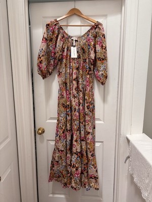 Apiece Apart Esparta Long Sleeve Maxi Dress Size M Floral Print Smocked Dress