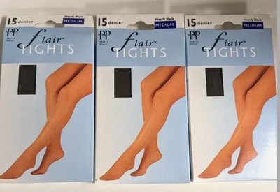 3 Packungen fast schwarz M 15 DEN Flair Strumpfhosen Pretty Polly