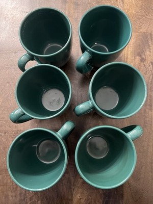 6 Corning-Ware Corelle 4'' Stoneware Mugs 12 Oz Hunter Green Farm Fresh