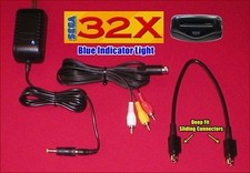 Sega 32X AC Adapter W/LED  AV  GOLD 8 PIN 32X Link Cable for Genesis 2 NEW