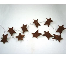 New Primitive Rusty Metal Barn Star Wired Garland 5'-6' Feet 3" Stars Crafts
