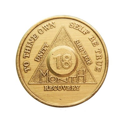 18 Month AA Medallion Traditional Style Metal Sobriety Chip Serenity Prayer B...