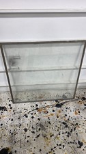 35x35 Double Pane Window Glass Panel w/ Metal Frame Bronze Used