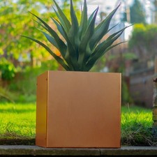 Metal Planter Outdoor Plant Pots Cube Garden Steel Flowers Bed 35x35cm