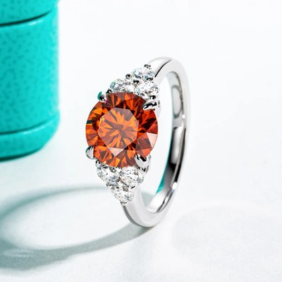 Verlobungsring 3,0 kt Rundschliff Laborgefertigter Diamant Testpass VVS1/D 18 K Gold