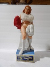 Lucky Linda Oklahoma Sooners Topless Cheerleader Decanter Red & White Pom Poms