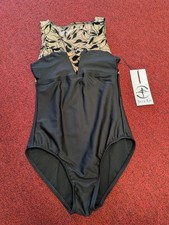 Wear Moi Hestia Black With Nude And Black Vine Mesh Lace Tank Leotard Ballet