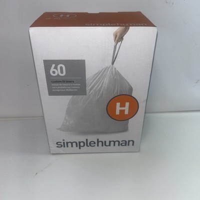 simplehuman Code H 60 Liners, 50% Recycled Custom Fit Bin Bags in Dispenser Pack