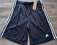 NWT Mens adidas M Black/White Essential 3 Stripe Training Shorts Medium