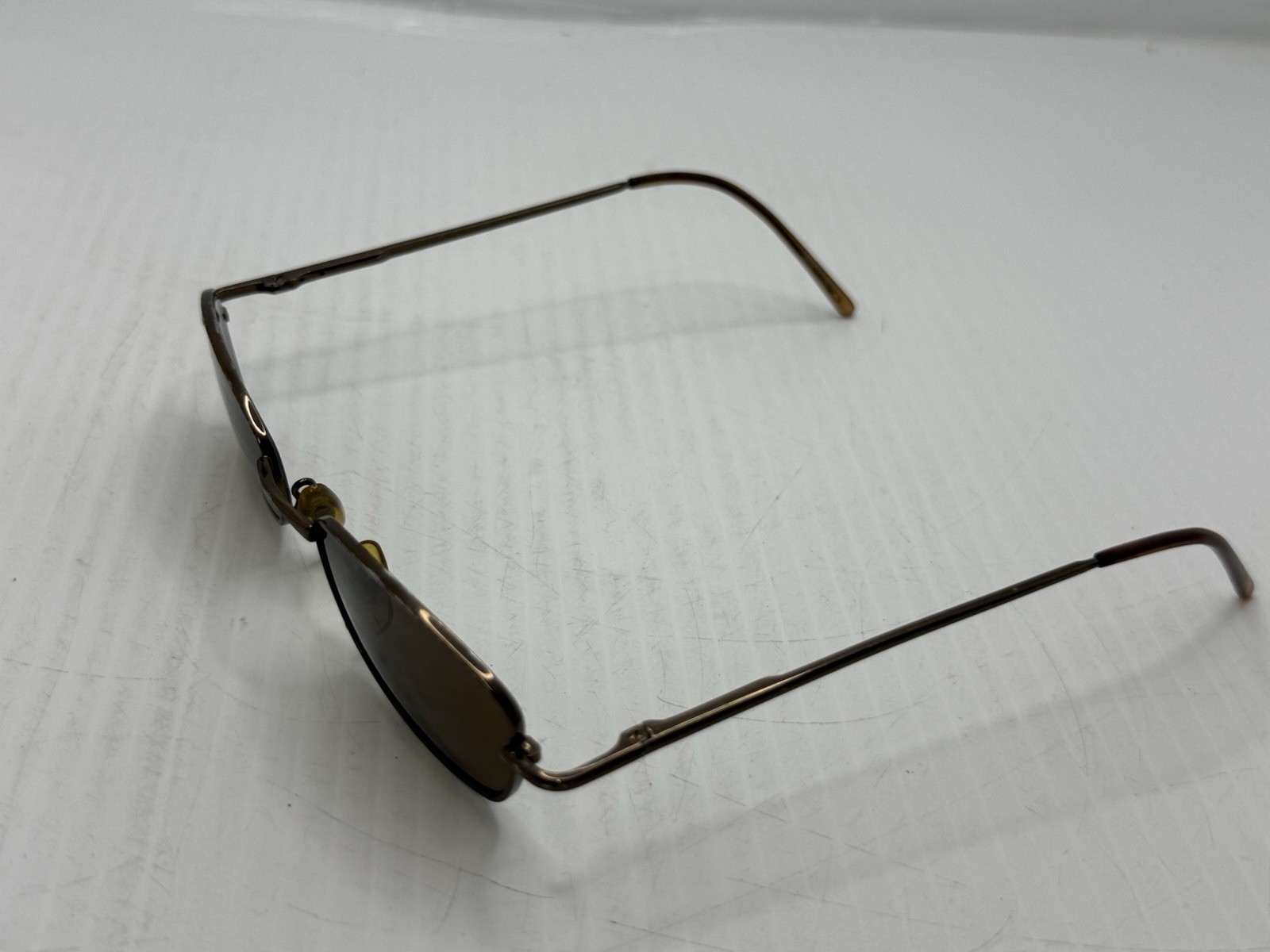 Slim Rectangular Sunglasses Brown Tint Metal Fram… - image 3