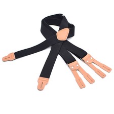 Men's 6-clip X-shaped Elastic Adult Braces Button Work Trousers Geniune Leather