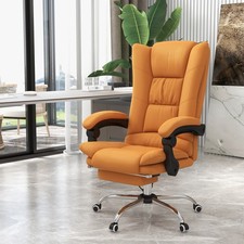 Vibration Massage Office Chair with Heat, Footrest, Light Brown