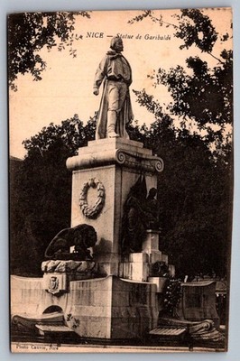 Postcard 1910s Nice France Garibaldi Statue Sepia Photo Cauvin Unused