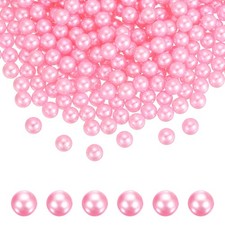 500 Pcs Pearls No Holes, 8mm ABS Round Faux Pearl Beads, Dark Pink