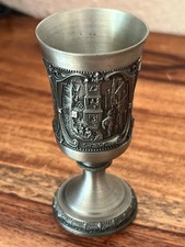 Zinn, 1 Schnaps-Becher mit Fuß, WMF,  Spitzweg: Der Briefbote, aus Opa's  Nachl.