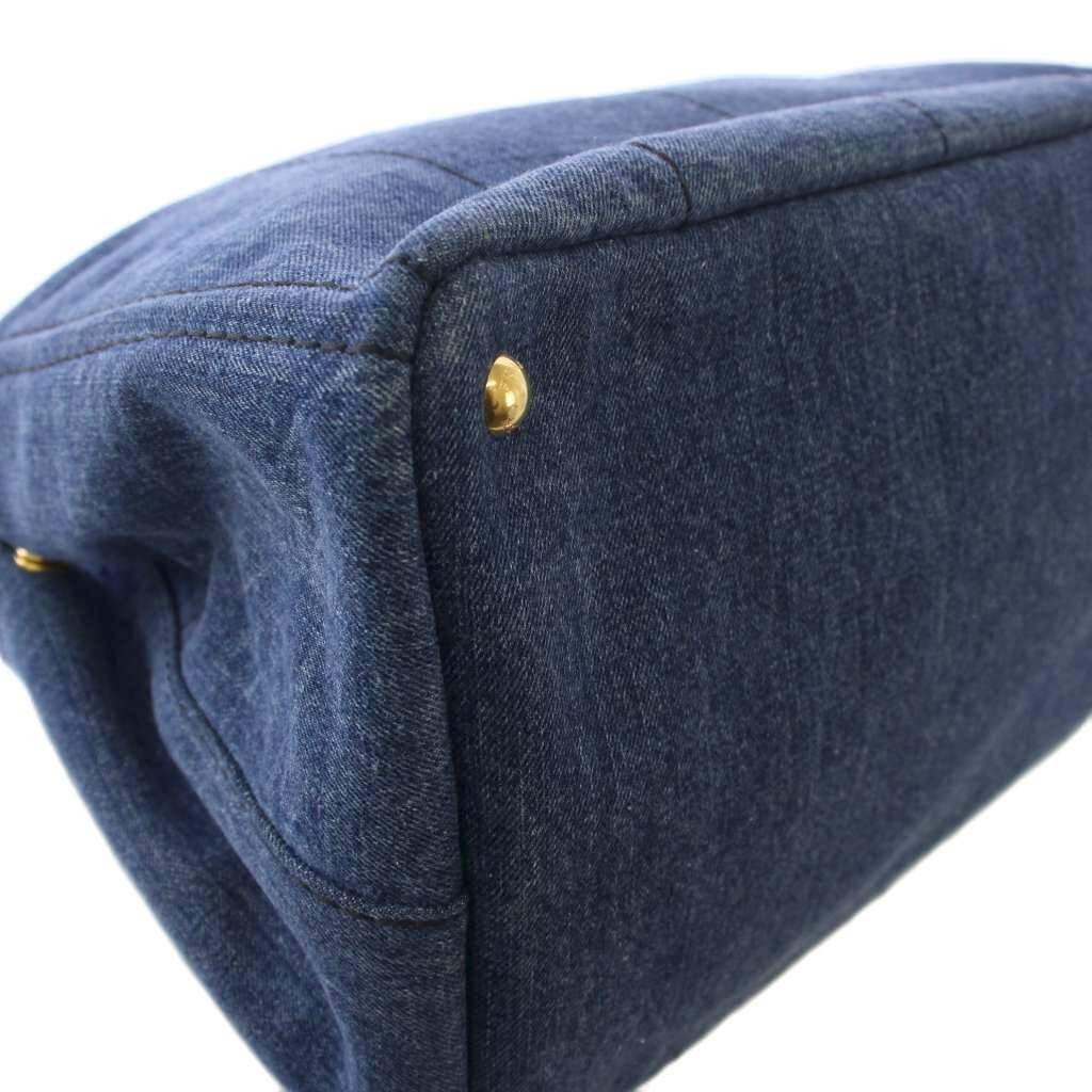 PRADA Canapa Denim Handbag Tote Bag Shoulder Bag 2WAY Blue 1BG642 KH OH Ladies f thumbnail 7