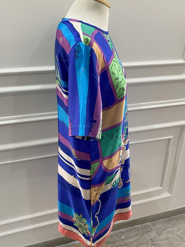 S51# Emilio Pucci Dress XL – Multicolor Nautical Map Print - Image 3 of 4