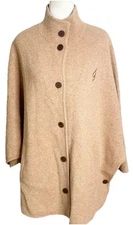 Mark & Graham Camel Lambswool Cape Poncho Wrap Shawl Coat Women's L XL