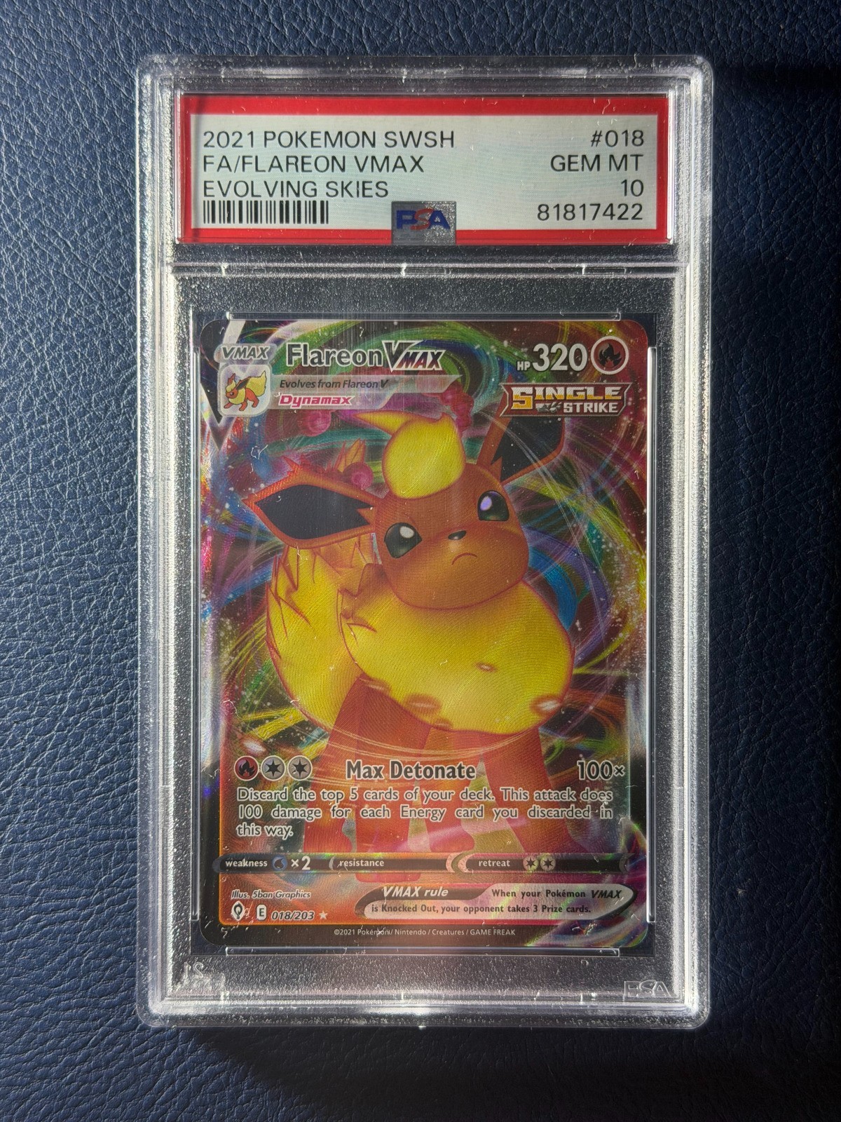 Pokemon Flareon VMAX 018/203 PSA 10 GEM MINT Evolving Skies Full Art English