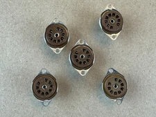 5 NOS Vintage Brown Cinch 9-Pin Vacuum Tube Sockets (Qty)
