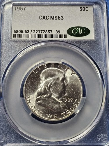 1957 P Franklin Half Dollar CAC MS63 CAC Grading