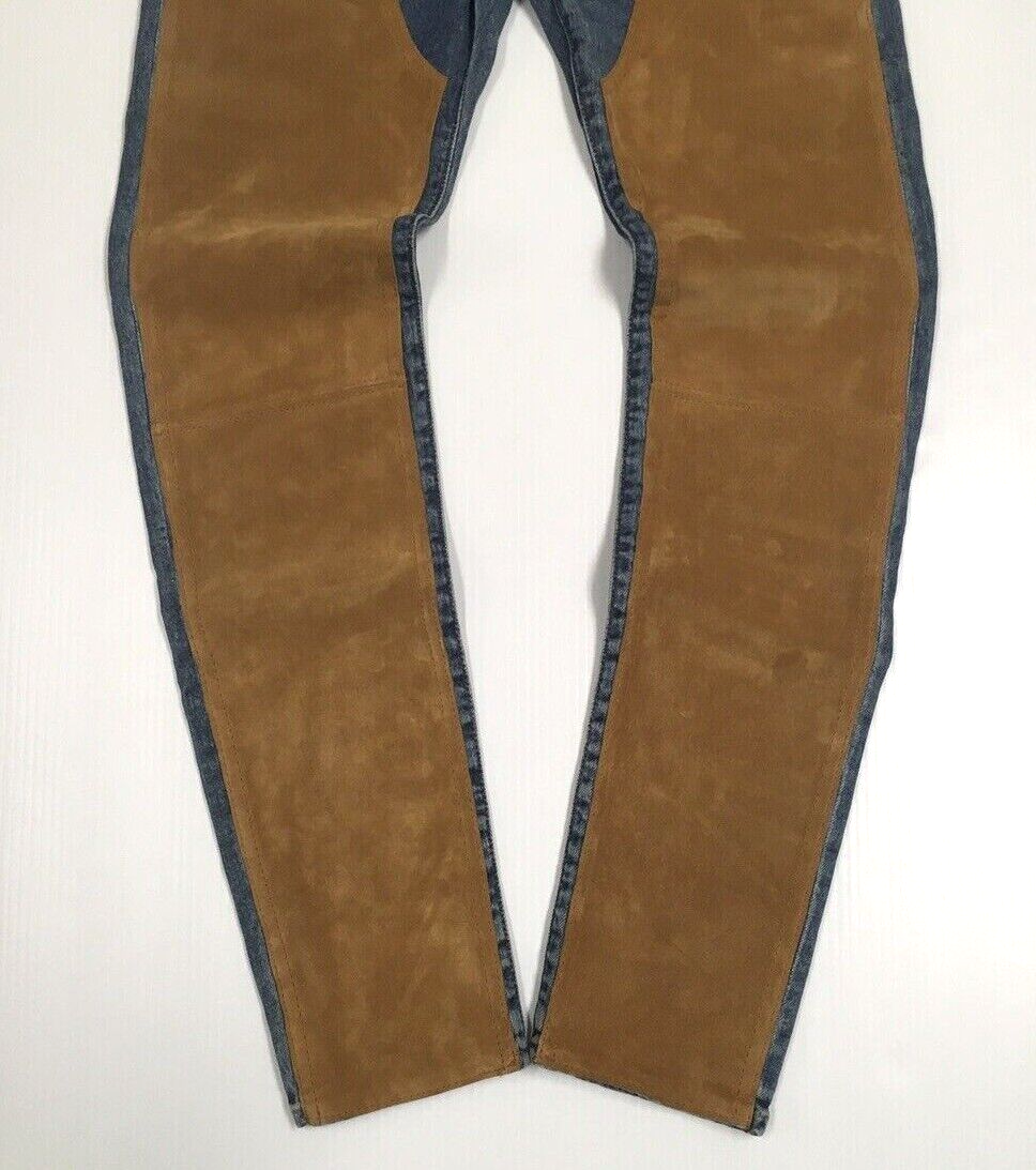 【Polo Ralph Lauren】 High-riseスリムレザーパンツ $798 Polo Ralph Lauren Cowgirl Suede Leather Patchwork High