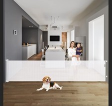 122 Inch Extra Long Retractable Baby Or Pet Gate. White.