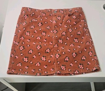 Art Class Girl XL 14/16 Corduroy Skirt Mini Orange Boho Floral Adjustable Waist