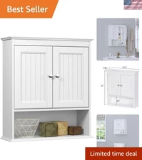 Compact White Wall Cabinet with Adjustable Shelves and Durable Design, 24" Tall