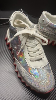 Christian Louboutin Kids' Mini Shark Sneaker in Version Ab Silver