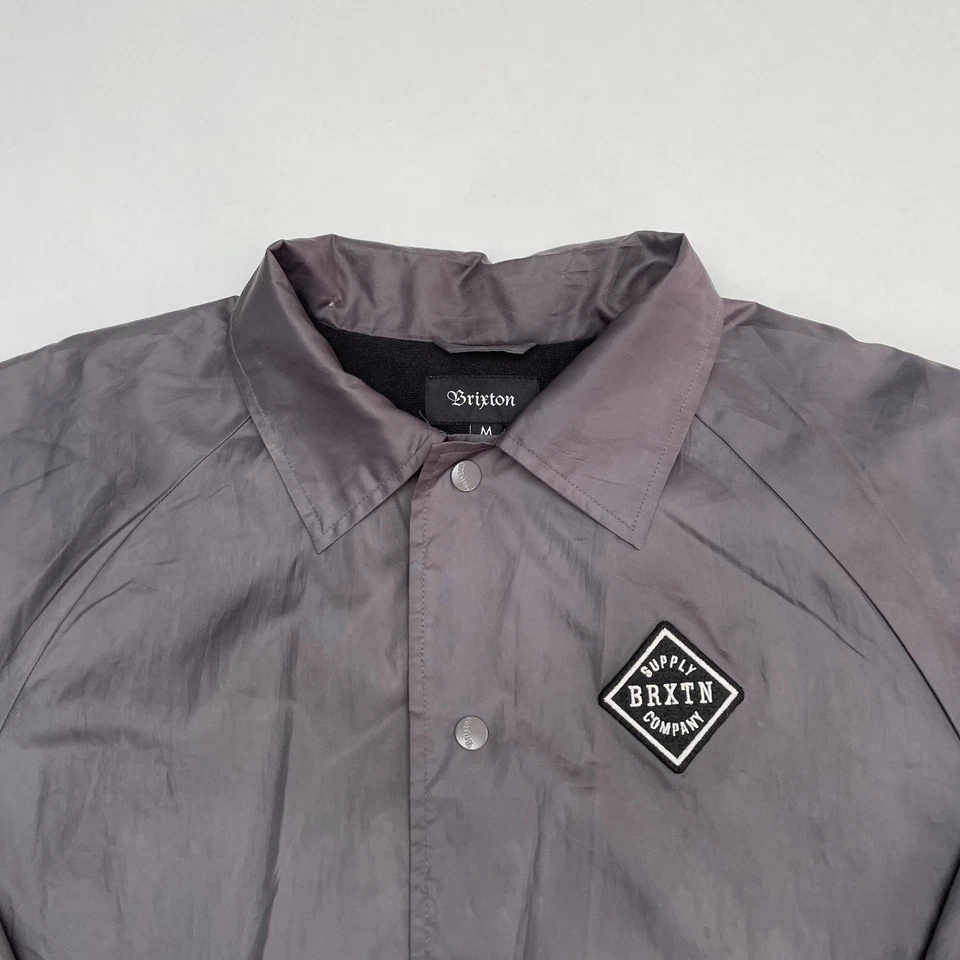 Brixton Coach Jacket Men's Medium Grey Snap Front Lined Lightweight Jacket - Image 2 of 4