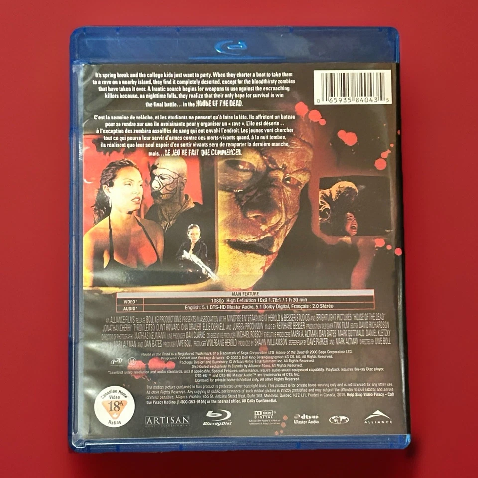 House Of The Dead (Blu Ray, 2003 UWE BOLL Horror) Ultra Rare HTF & OOP - Image 2 of 2