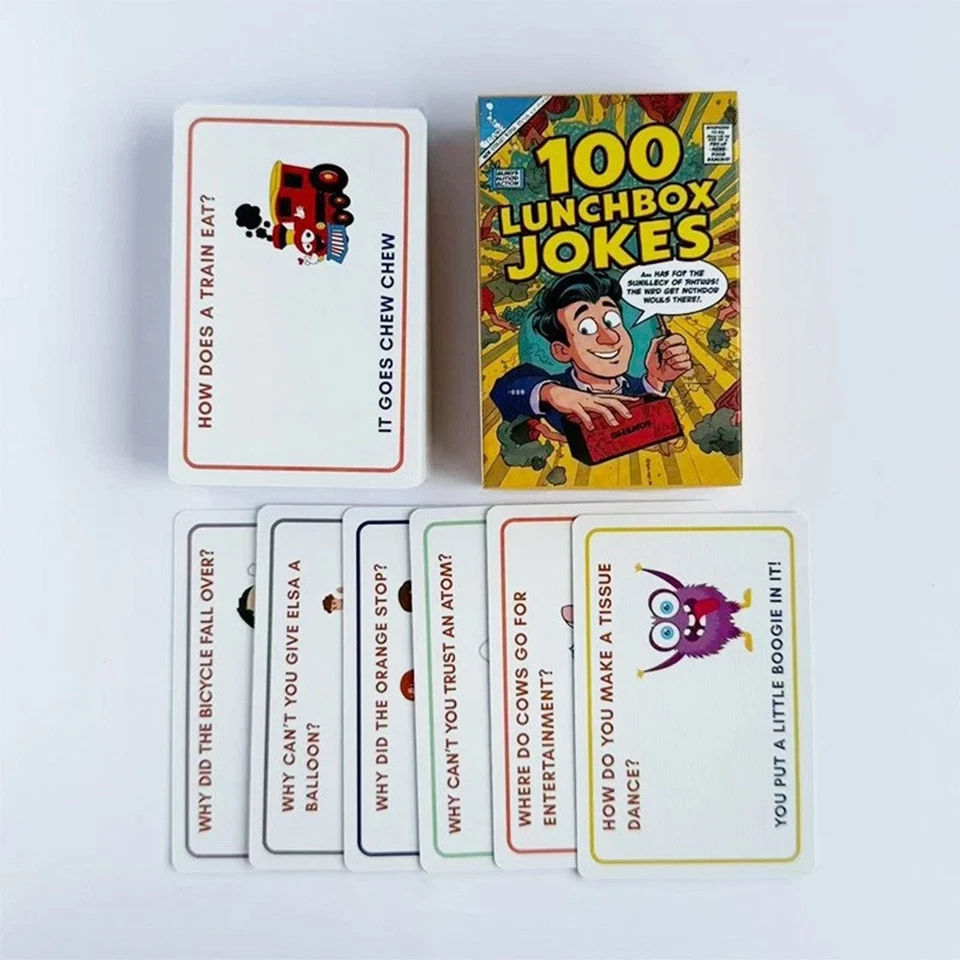 100 Lunchbox Jokes Cards: Kids' Snack Time Humor, Portable Fun Game Set New - Image 2 of 4